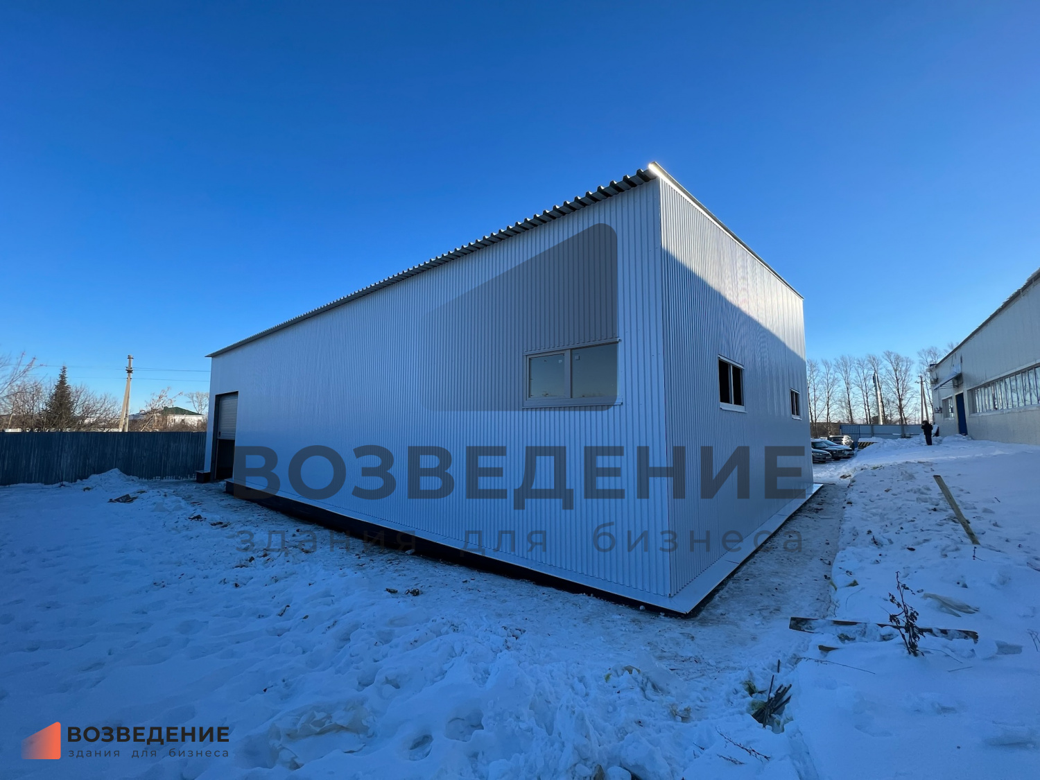 Холодный склад 15×24 м (360 м²) в Альметьевске — стройка в -36°C, перепад цоколя 10–45 см, 26 тонн металлоконструкций