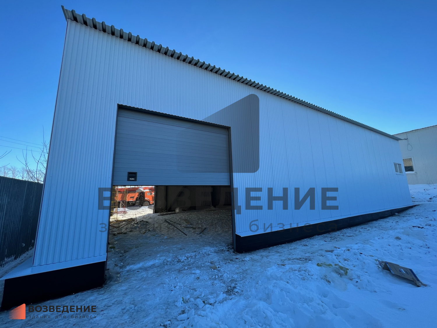 Холодный склад 15×24 м (360 м²) в Альметьевске — стройка в -36°C, перепад цоколя 10–45 см, 26 тонн металлоконструкций